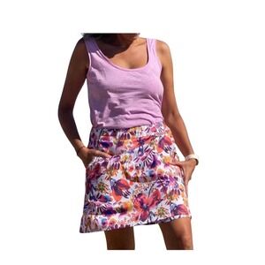 RipSkirt Hawaii Skirt Womens XXL Rainbow White Wildflower Watercolor‎ #EE3-1